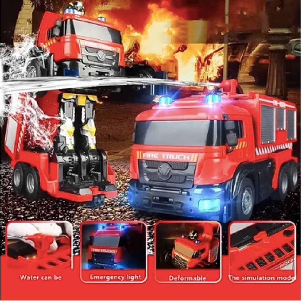 Auto A Control Remoto Transformer Bombero Lanza Agua image number 5.0