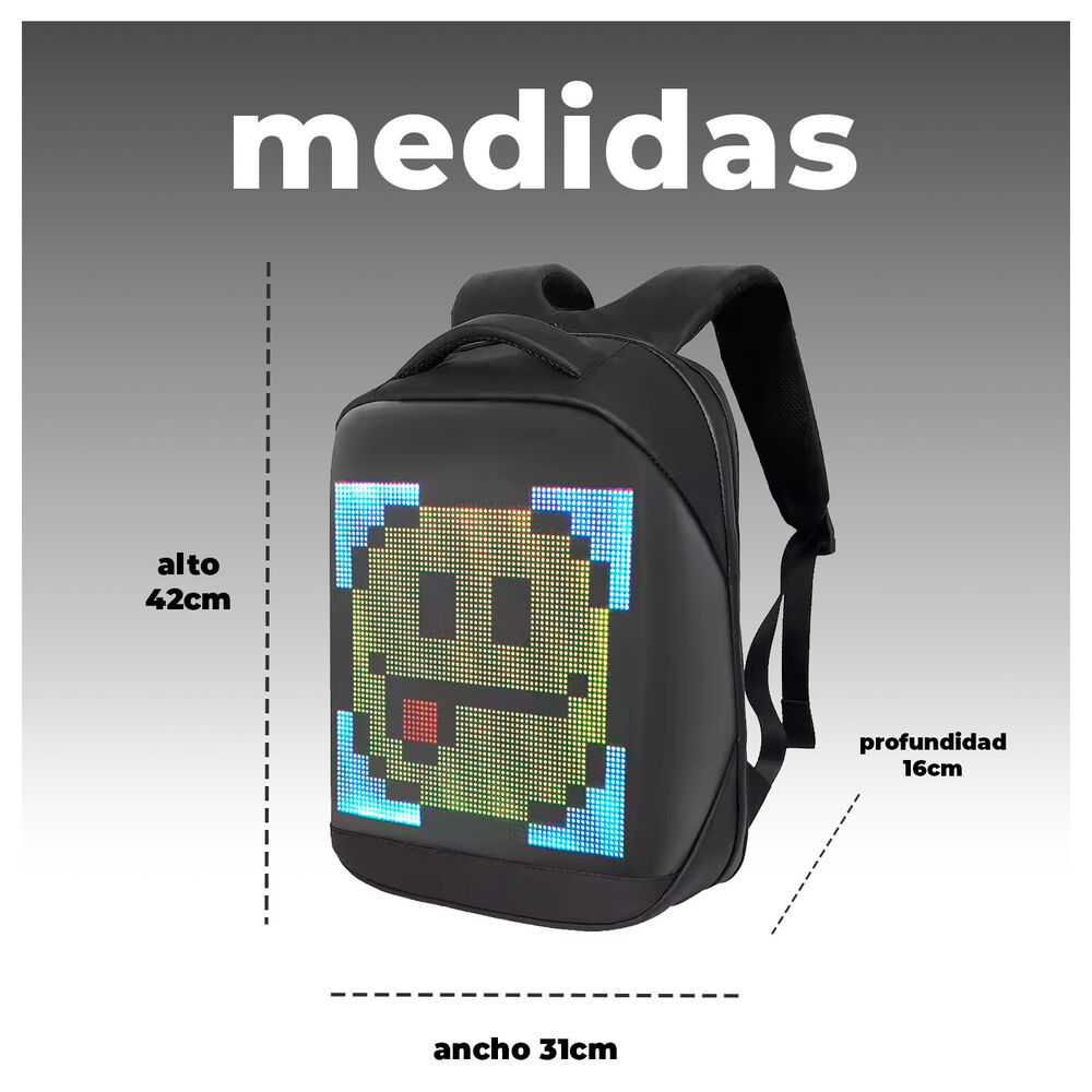 Mochila Inteligente Con Pantalla Led Y Power Bank Expresa Tu Estilo image number 2.0