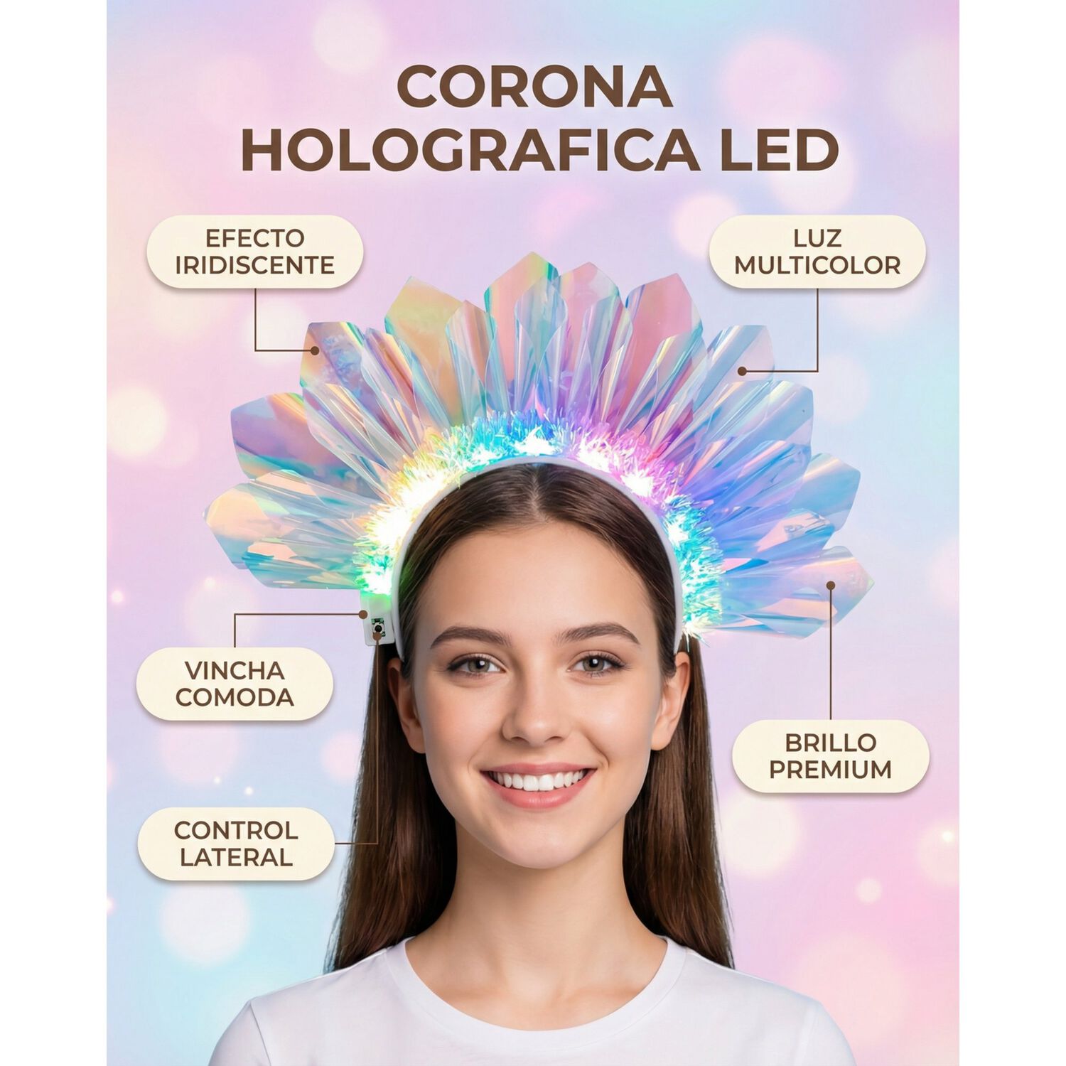 Diadema Corona Led Tipo Cristal Para Halloween Y Cosplay image number 1.0