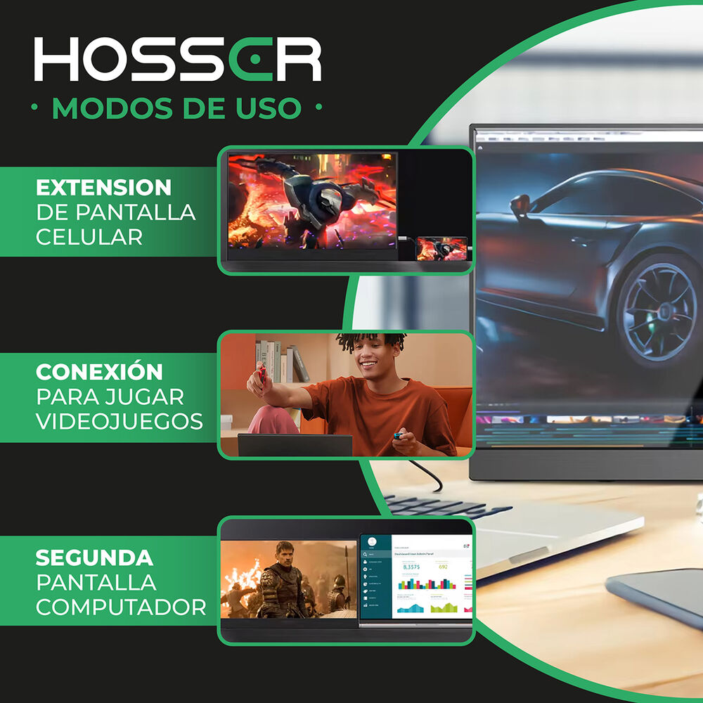 Monitor Notebook Portátil Gaming 15.6 Hosser Fhd Parlante image number 6.0