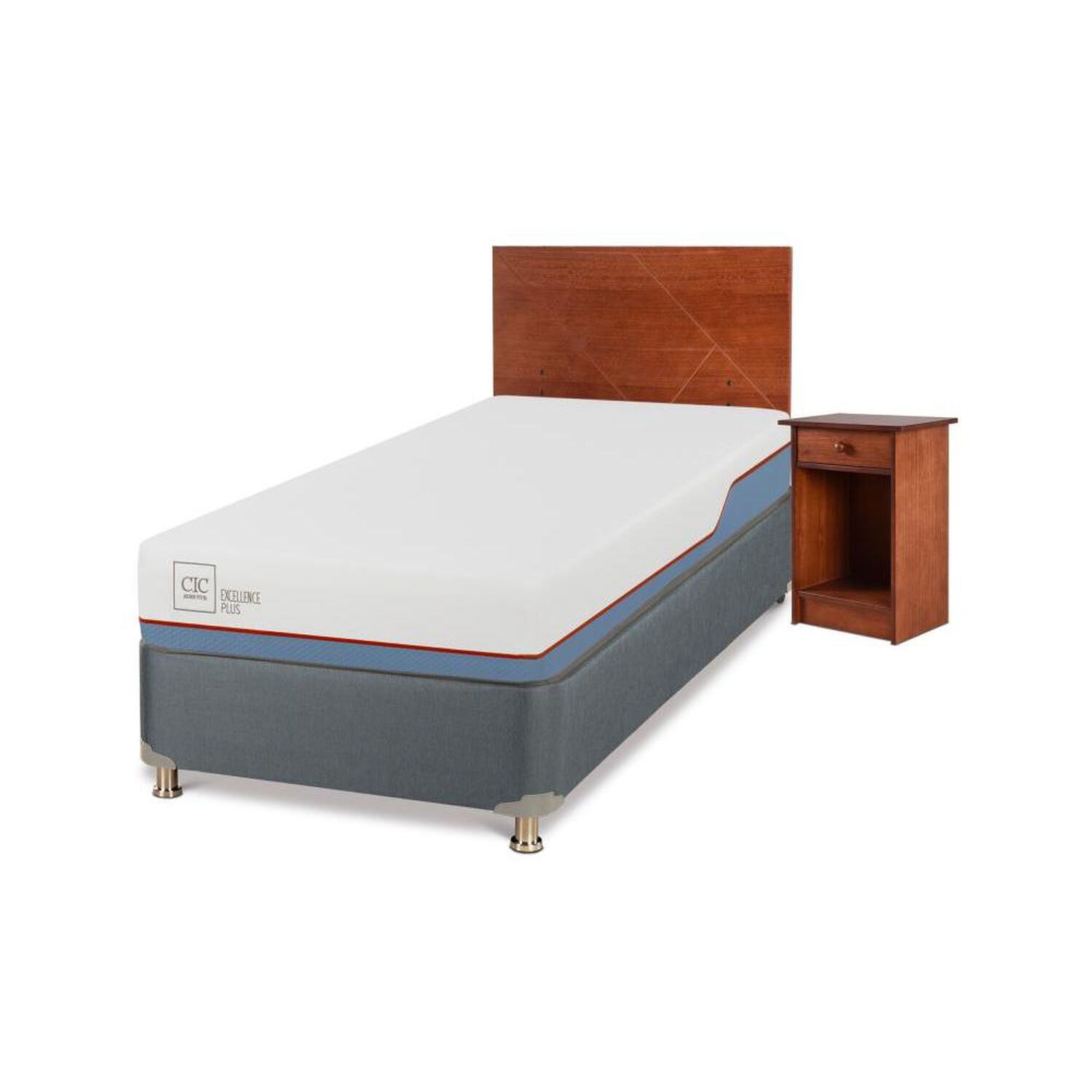 Cama Americana Cic Excellence Plus / 1 Plaza / Base Normal + Set De Maderas image number 1.0