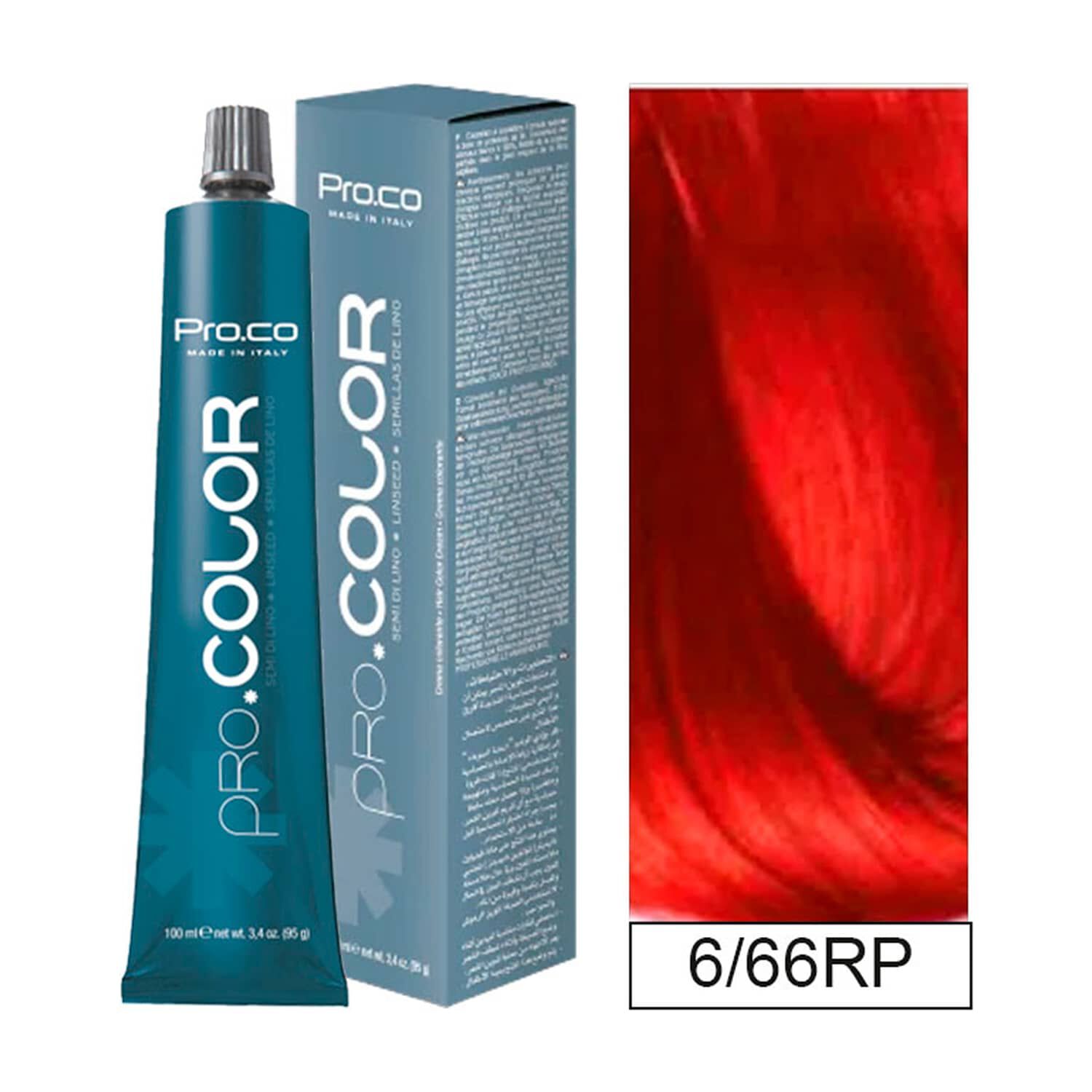 Pro.color - Tintura Permanente Redcargados 6/66rp Rubio Oscuro Rojo Intenso 100ml + Oxidante image number 0.0
