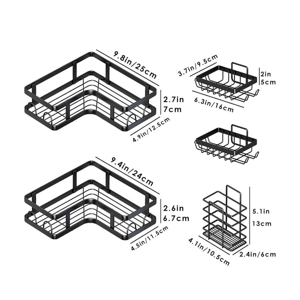 Organizador De Ducha De Esquina 5 Piezas Con Adhesivos image number 3.0