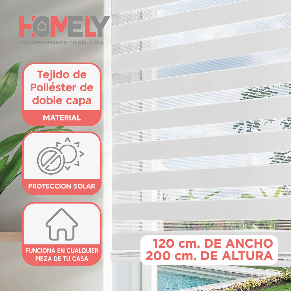 Cortinas Roller Duo 100% Dia Y Noche Zebra 120x200cm Homely image number 1.0