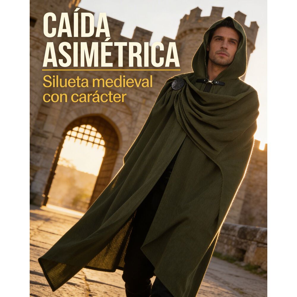 Disfraz Tunica Capa Con Capucha Medieval Con Broche Para Cosplay Halloween Y Teatro Unisex image number 16.0