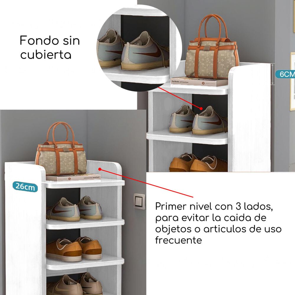 Zapatero Estante 8 Niveles Blanco Mdf Almacenamiento Compacto image number 1.0