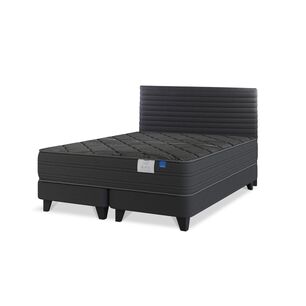 Cama Europea Flex Black / 2 Plazas / Base Dividida + Respaldo Modern