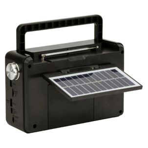 Radio Portatil Panel Solar Led Usb Sw Am Fm Negro