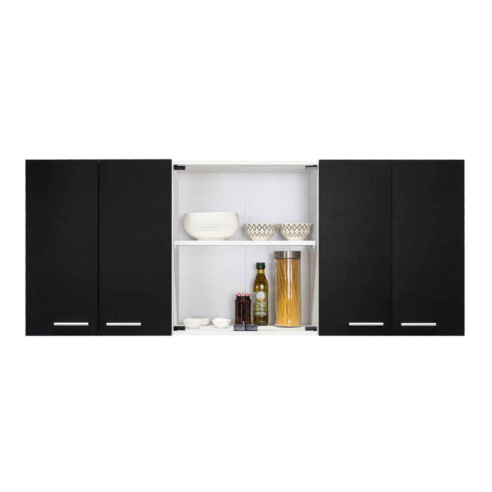 Mueble Superior De Cocina 6 Puertas 150x60x31,5 Cm Negro Y Blanco image number 3.0
