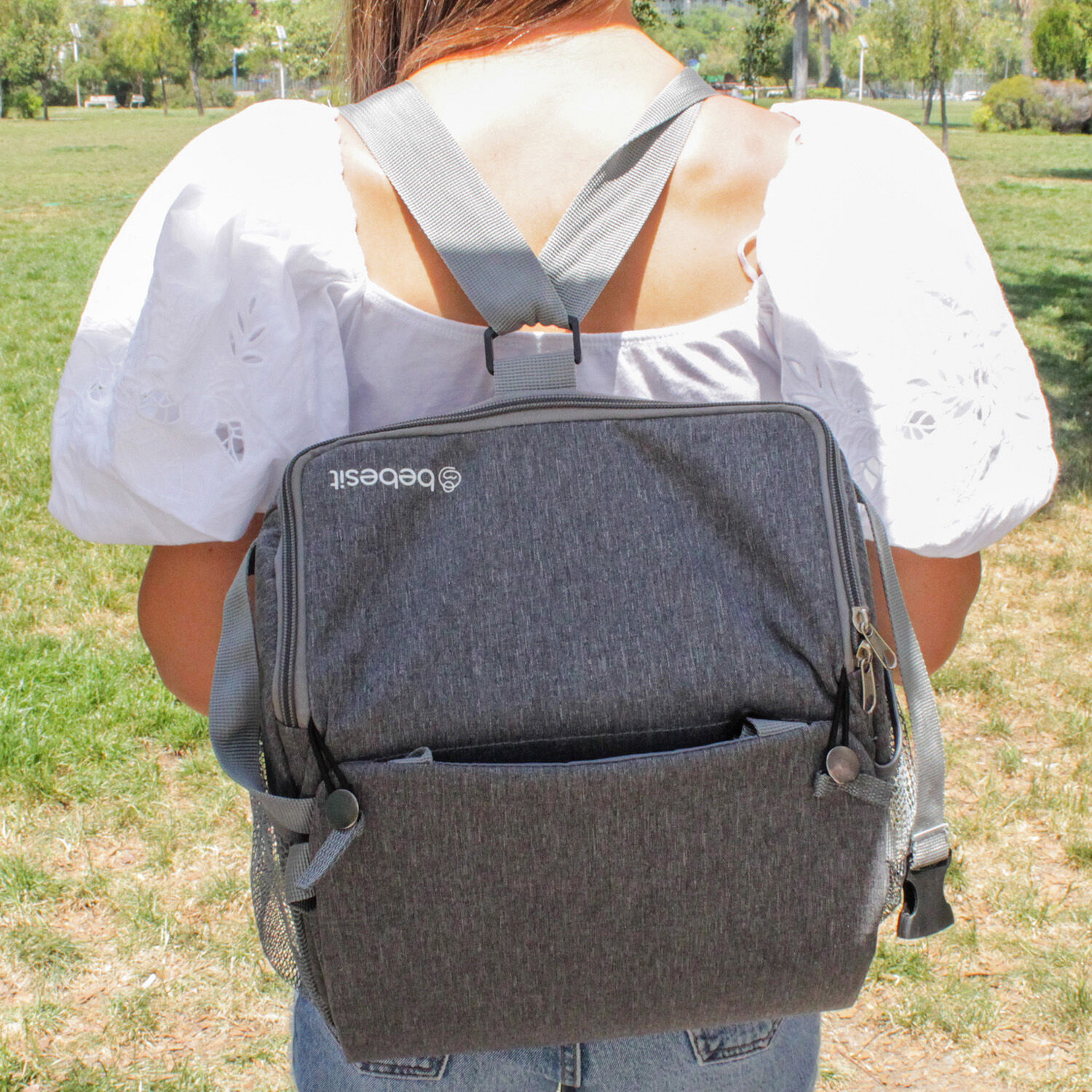 Mochila Silla De Comer Portatil Camping Gris Bebesit image number 2.0