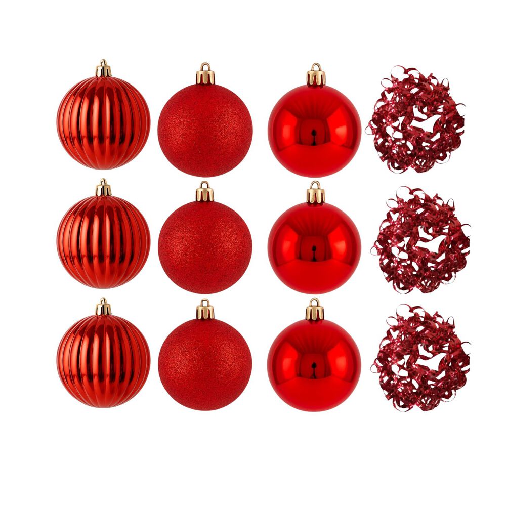 Set 12 Adornos Navideños Bambalinas Rojo 6cm Decoración image number 0.0