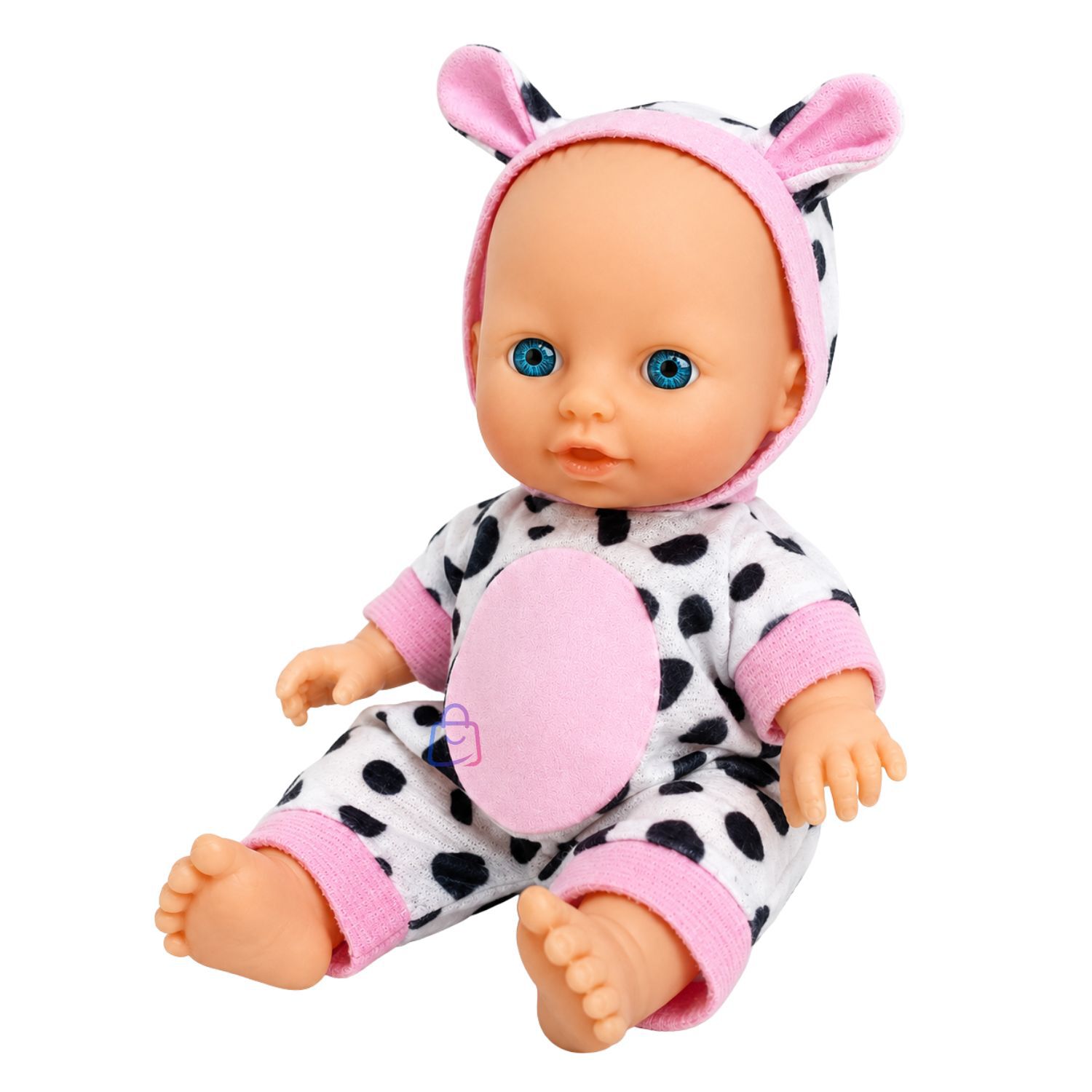 Mu&ntilde;eca Beb&eacute; Perfumada Tama&ntilde;o 23cm Con Pijama De Vaca - Ps image number 3.0