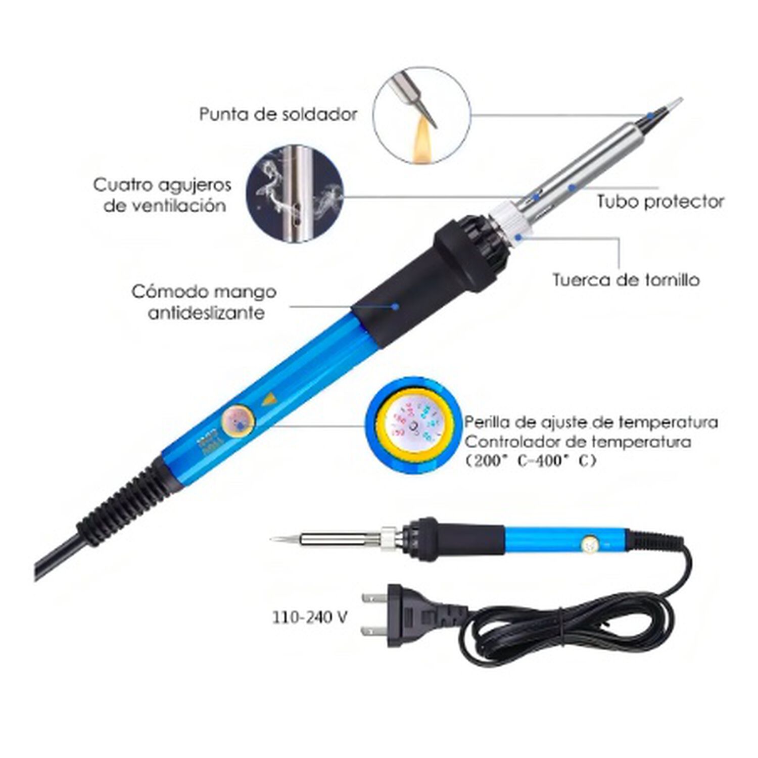 Soldador De Esta&ntilde;o El&eacute;ctrico Tipo L&aacute;piz Gen&eacute;rica Kit Caut&iacute;n Soldador 60w 220v image number 3.0