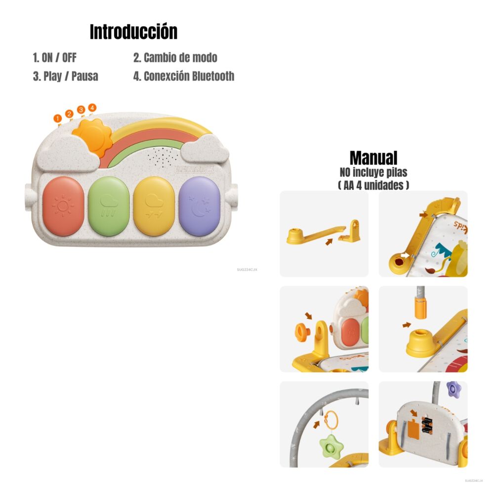 Gimnasio Musical Piano Con Bluetooth 3 En 1 Tm243 Lubabycas image number 6.0