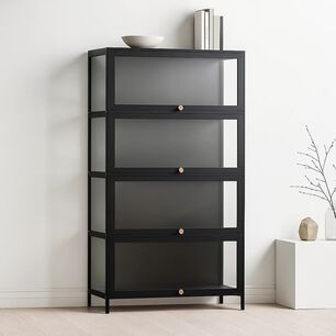 Vitrina Bambooglass 4 Niveles 80x32x140 - Negro