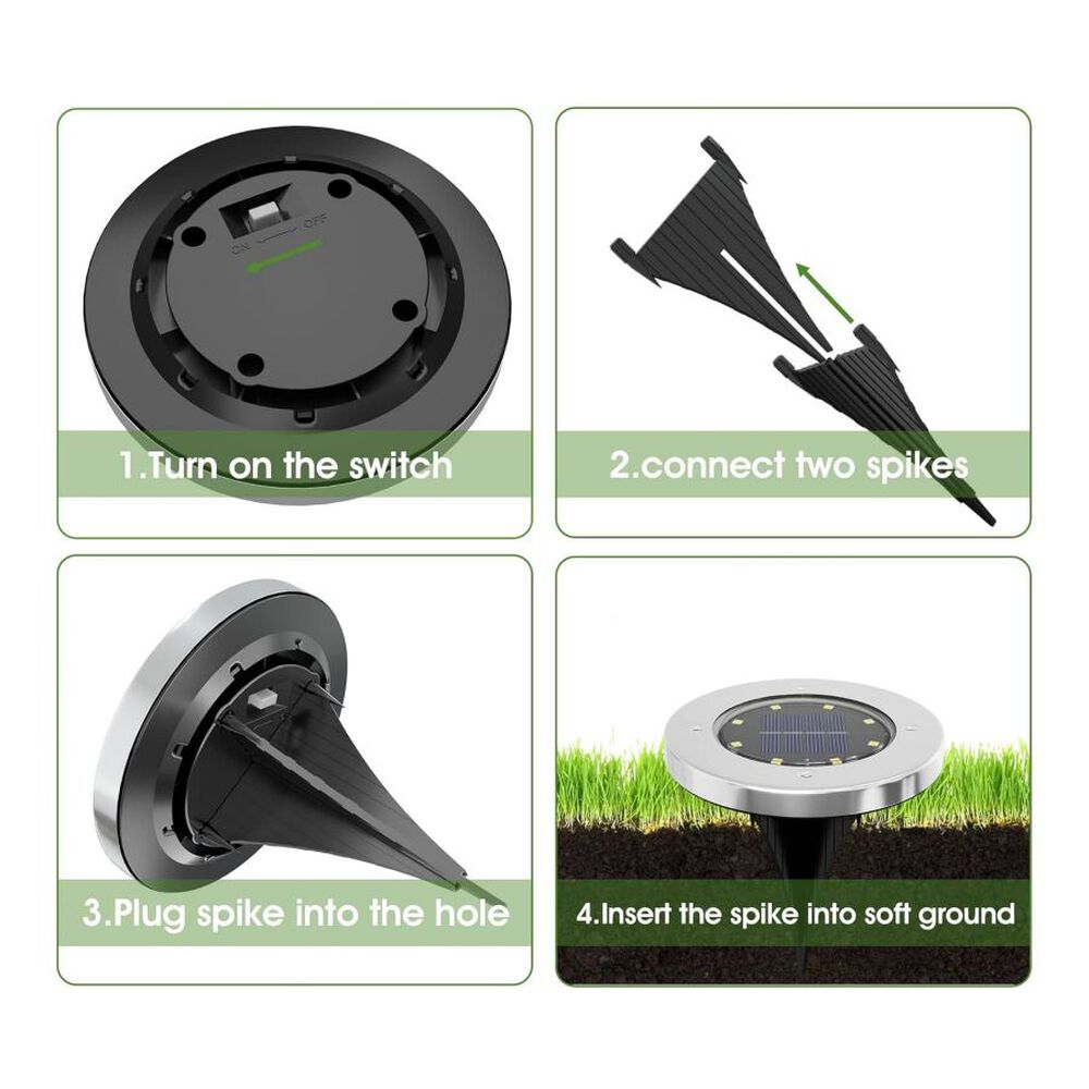 Pack 4 Focos Luces Jard&iacute;n Solares Led Para Exteriores Estacas image number 4.0
