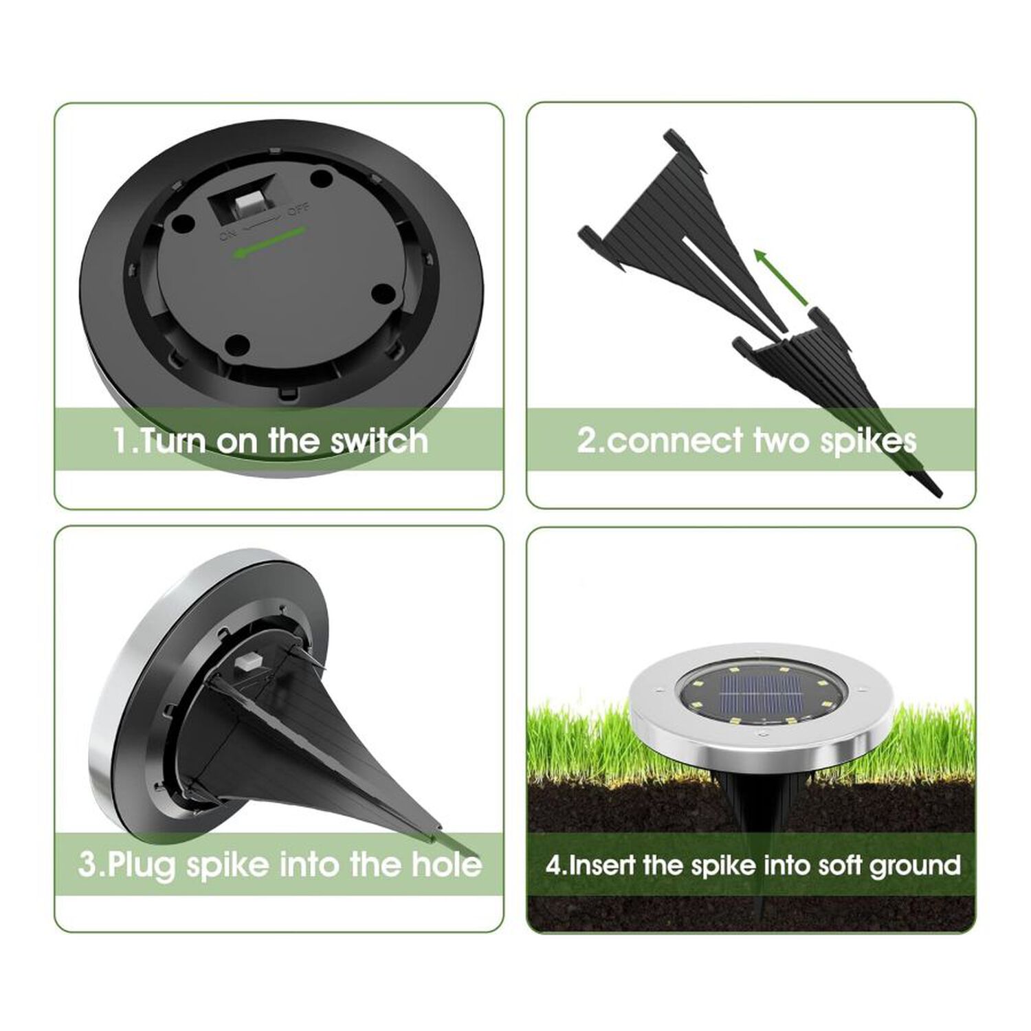 Pack 4 Focos Luces Jard&iacute;n Solares Led Para Exteriores Estacas image number 4.0