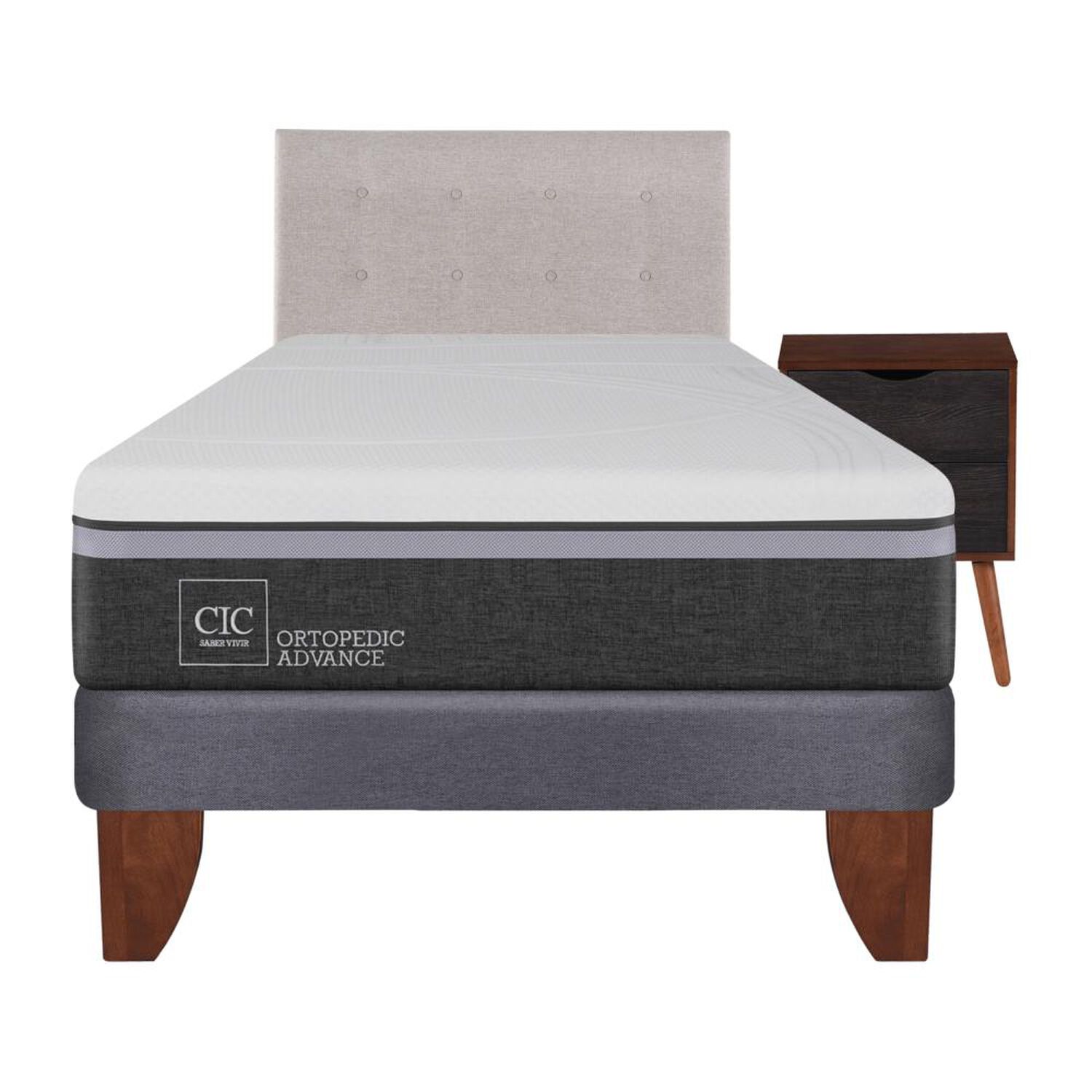 Cama Europea Cic Ortopedic Advance / 1.5 Plazas / Base Normal + Set De Maderas image number 0.0