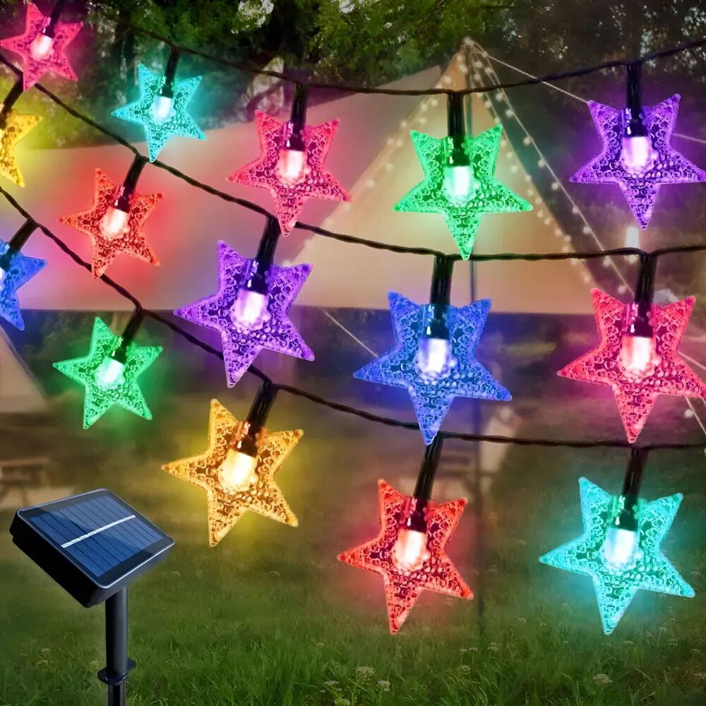 Set 5 Guirnalda Solar Estrellas Rgb 50 Led Jardin 6 Metros image number 2.0