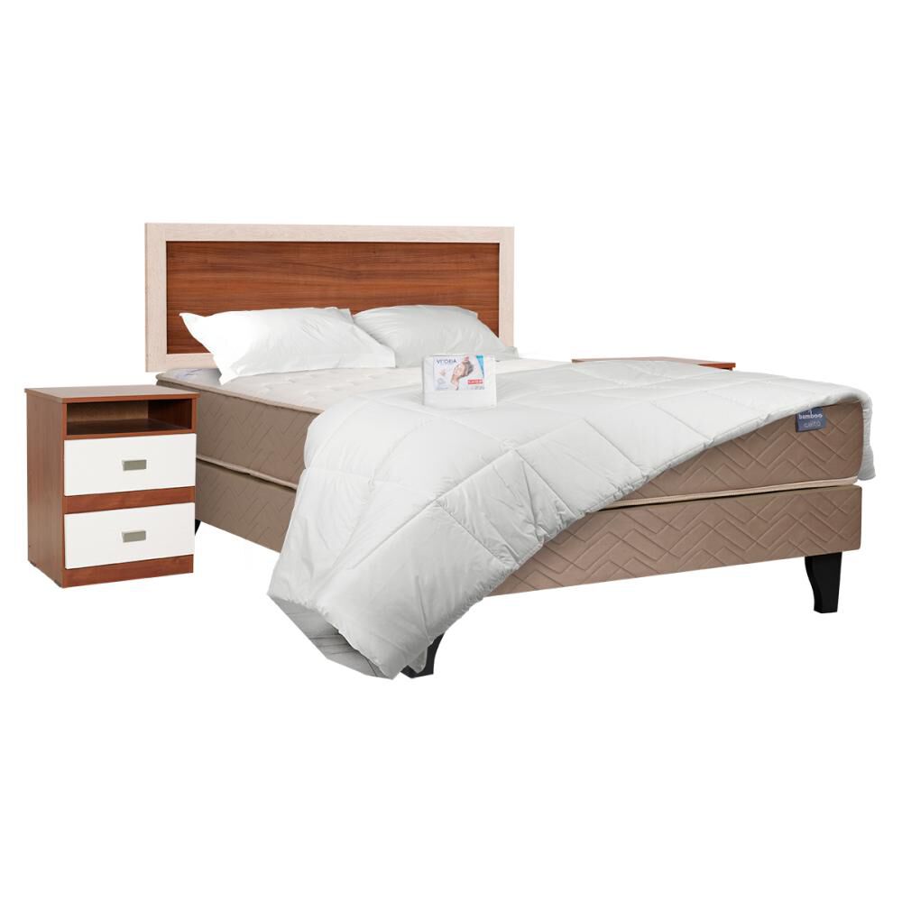 Cama Europea Celta Bamboo / 2 Plazas / Base Normal + Set De Maderas + Textil image number 0.0