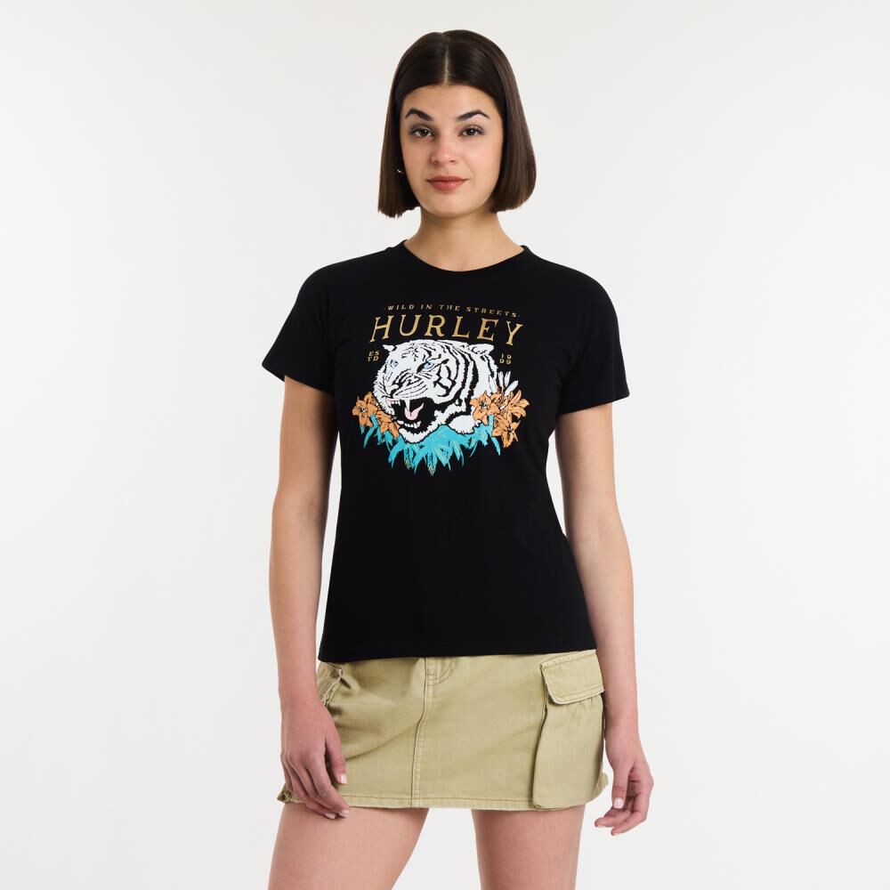 Polera Print Folia Tigre Manga Corta Cuello Redondo Mujer Rolly Go image number 0.0