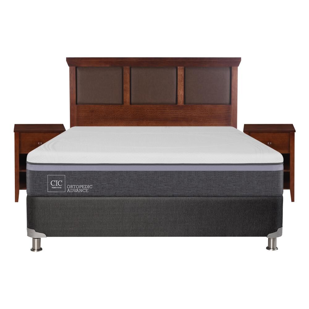 Box Spring Cic Ortopedic / 2 Plazas / Base Normal  + Set De Maderas image number 0.0
