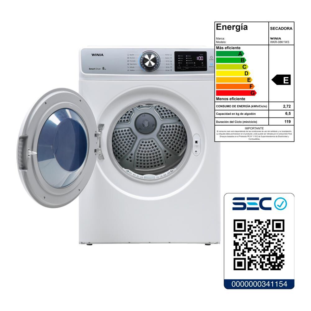 Secadora Winia WKR-08K1W3 / 8 Kg image number 4.0