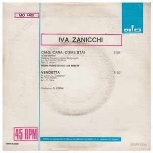 Iva Zanicchi - Ciao, Cara, Come Stai ? | 7" Single Vinilo Usado
