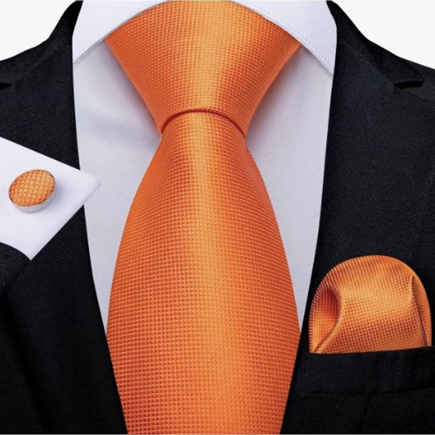 Corbatas Seda Hombres, Pa&ntilde;o Y Colleras Naranja image number 0.0