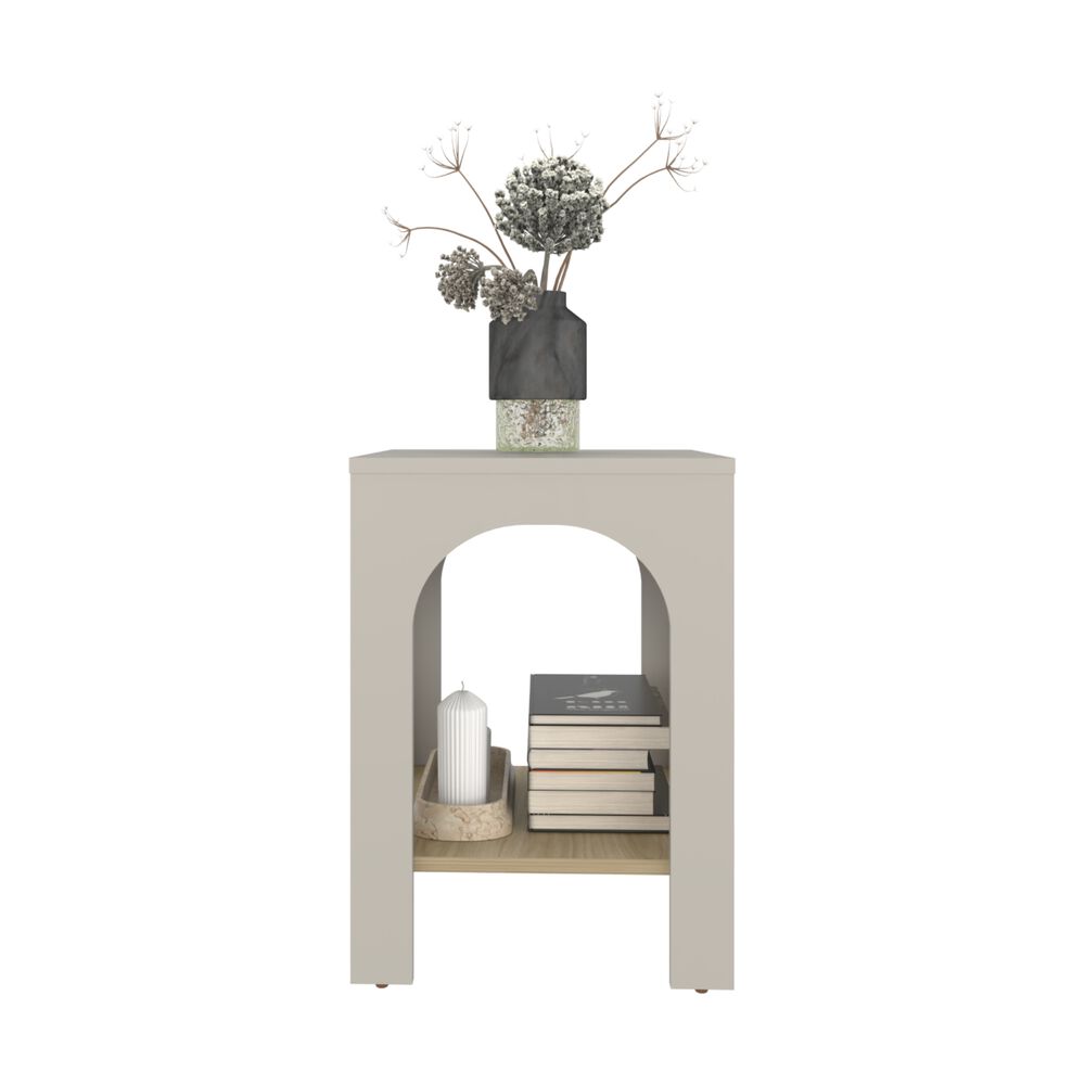 Mesa Lateral 52x37,5x37,5 Cm Beige Y Café Claro image number 2.0