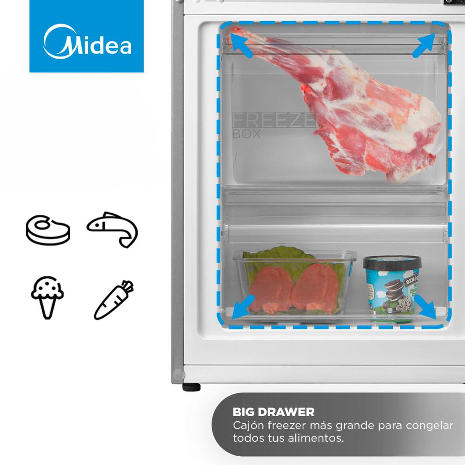 Refrigerador Bottom Freezer Midea MDRB369FGE50 / Fr&iacute;o Directo / 262 Litros / E image number 7.0
