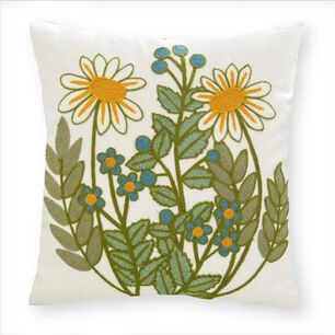 Funda Cojin Bordada 45x45 Cm Pareja De Flores