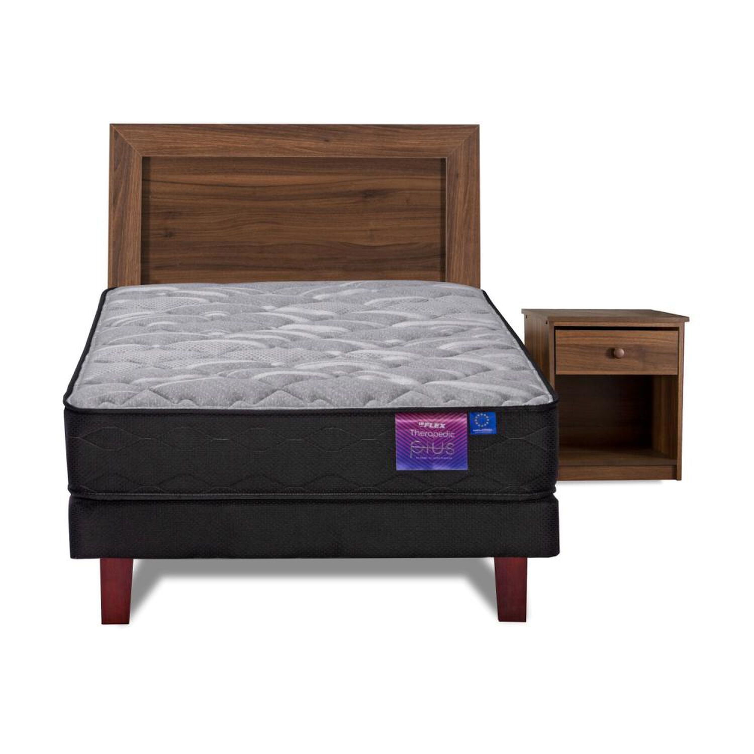 Cama Europea Flex Therapedic Plus / 1.5 Plazas / Base Normal + Set De Maderas image number 1.0