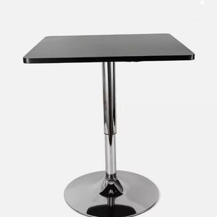 Mesa Bar De Altura Regulable Cuadrada 60 Cm Mdf Color Negro