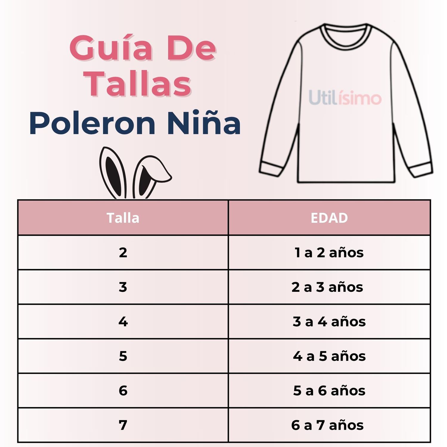 Poler&oacute;n Ni&ntilde;a Manga Larga 100% Algod&oacute;n Rosado Conejito image number 2.0