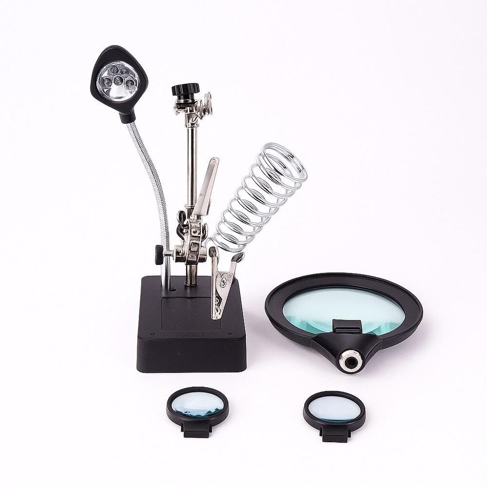 Lupa Brazo Escritorio Soporte Pinza Luz Led Tercera Mano image number 3.0