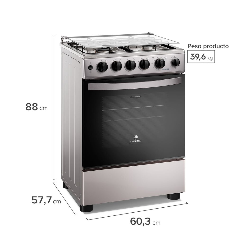 Cocina A Gas 4 Platos Horno Vapor Y Temporizador Fm4tsc Silver image number 4.0