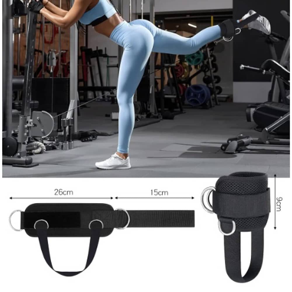 Pared Negra Tobilleras Para Polea Gym Gl&uacute;teos Banda Tensi&oacute;n image number 2.0