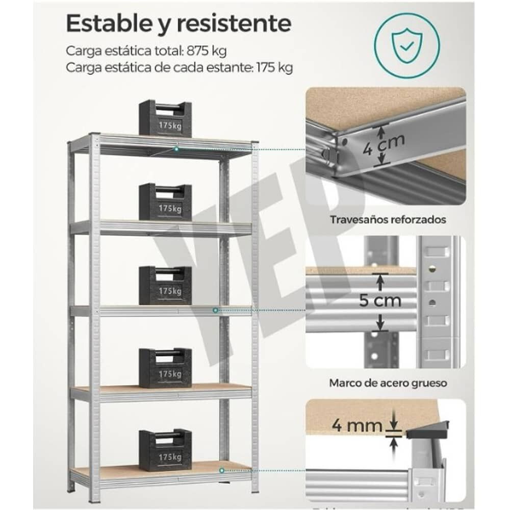 Estante Met&aacute;lico Armable 180x90x40 Armado Facil Sin Pernos image number 1.0