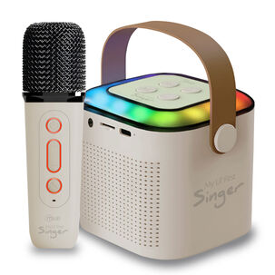 Parlante Karaoke Rgb Con Micr&oacute;fono Inal&aacute;mbrico Blanco - Ps