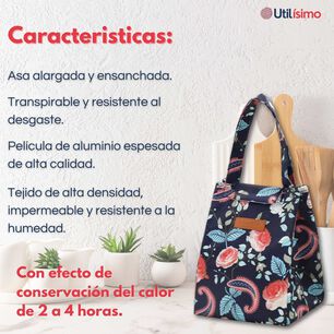 Lonchera T&eacute;rmica Estampada Port&aacute;til Bolsa De Mano Picnic Blue Roses