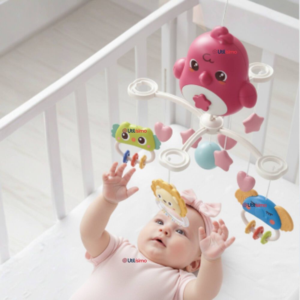 M&oacute;vil Giratorio Musical Proyector Beb&eacute; Ni&ntilde;a Rosado image number 0.0