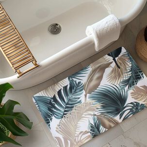 Alfombra De Ba&ntilde;o Nautica Home Pvc Antideslizante 39x69cm Hojas Tropicales