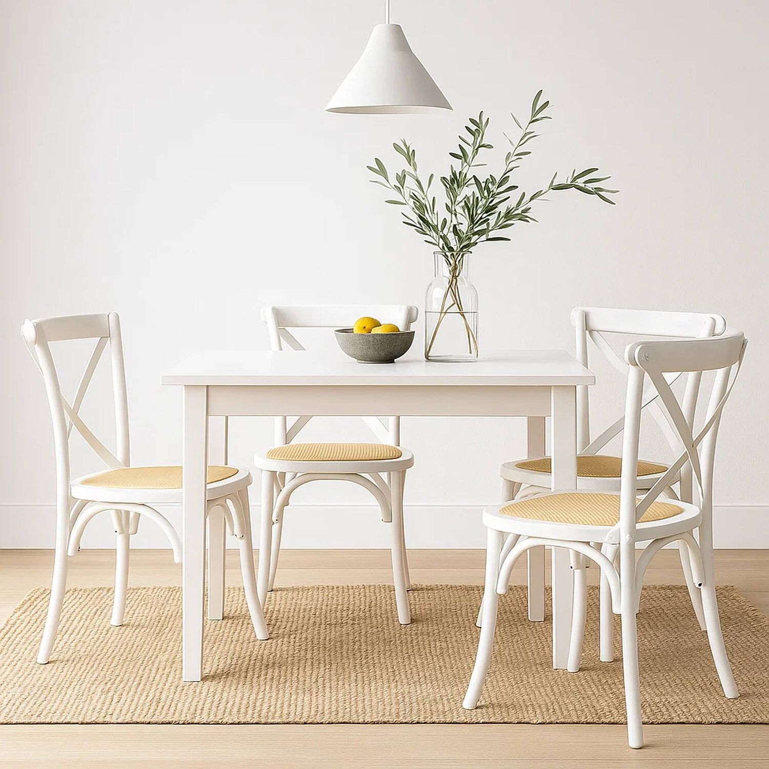 Pack De 4 Sillas Crossback Madera Rattan - Blancas image number 1.0