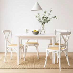 Pack De 4 Sillas Crossback Madera Rattan - Blancas