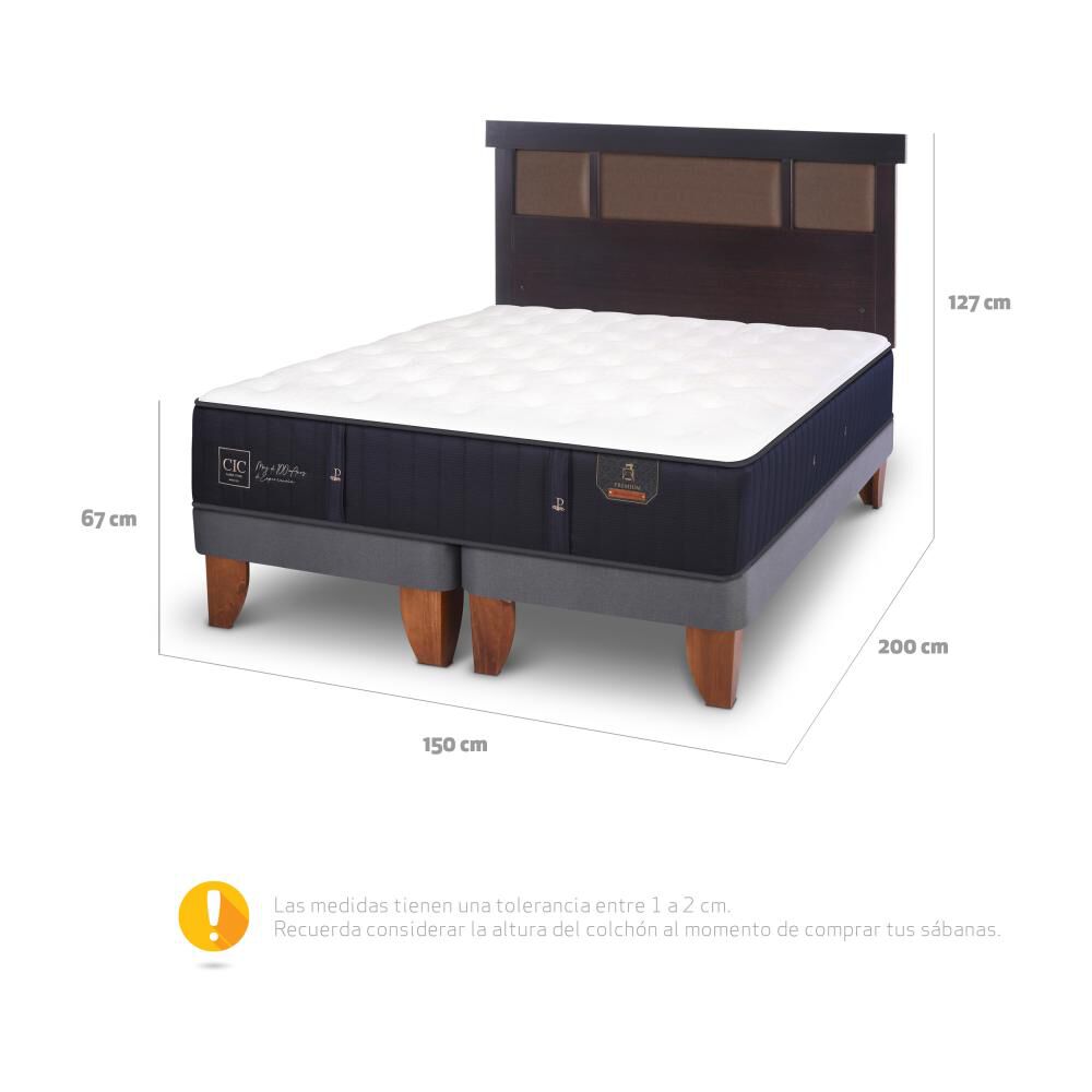 Cama Europea Cic Premium / 2 Plazas / Base Dividida + Respaldo image number 2.0