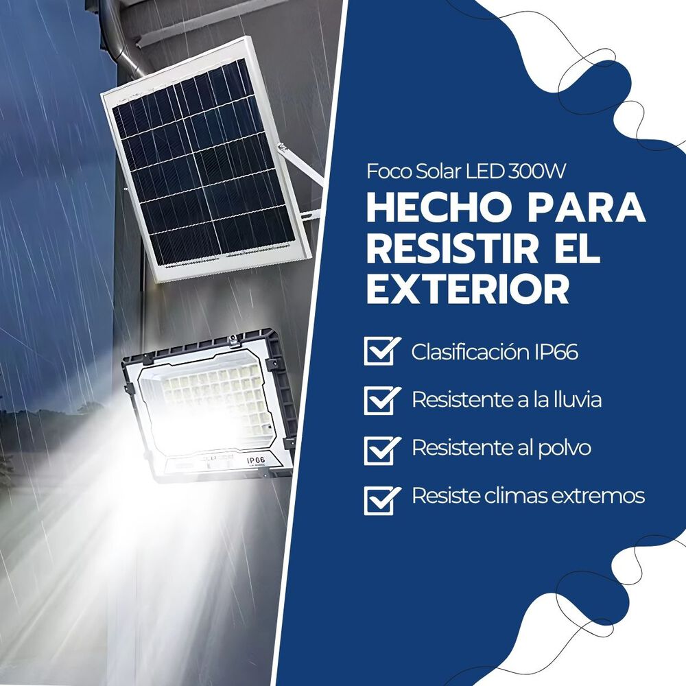 Foco Solar Led 300w Ip66 Con Control Remoto Y Soporte image number 6.0