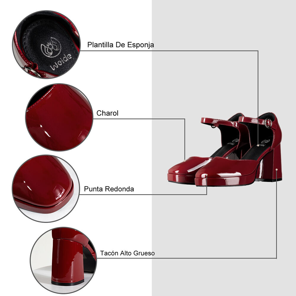 Zapato Mary Jane Tacones Elegante Charol Mujer Weide Yl85 image number 7.0