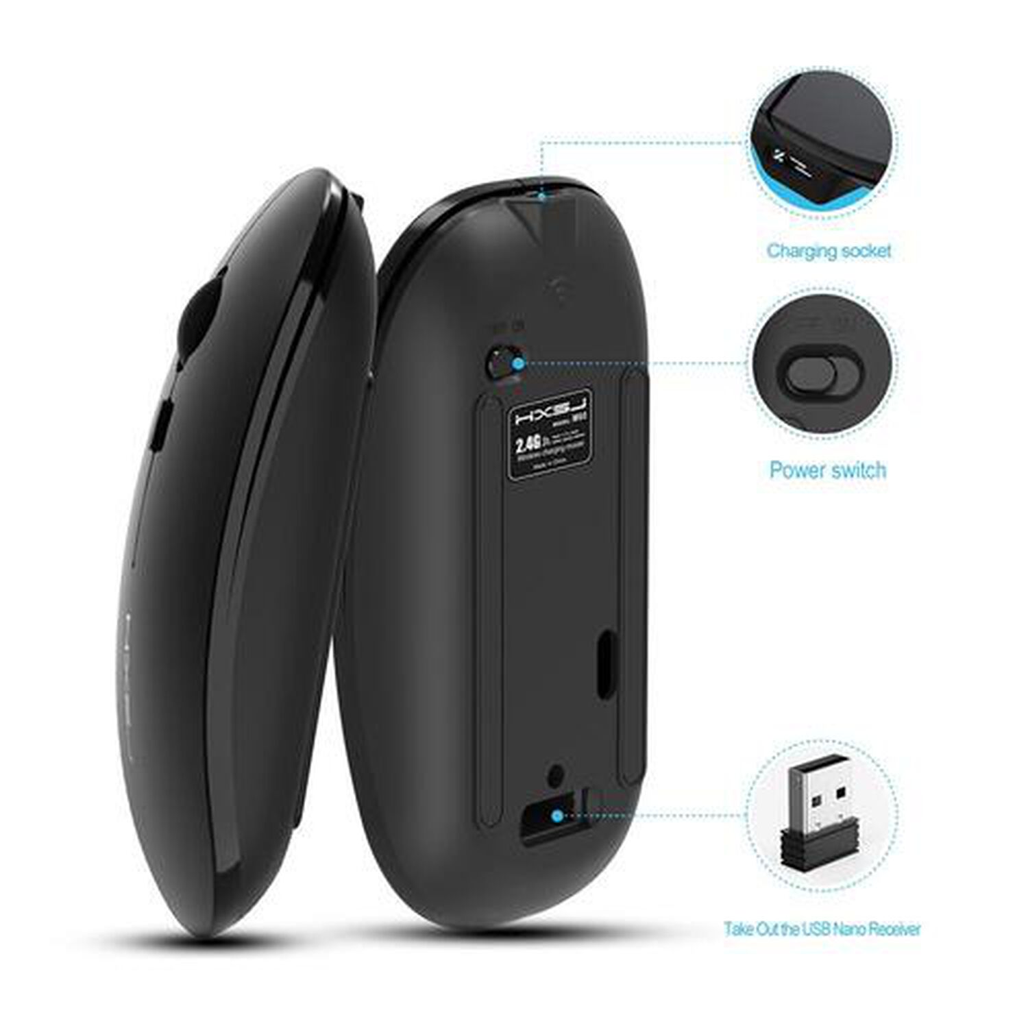 Mouse Raton Recargable Usb Silencioso Dpi Inal&aacute;mbrico 2,4ghz Y Optico Pc Notebook Bt Ergon&oacute;mico) image number 6.0