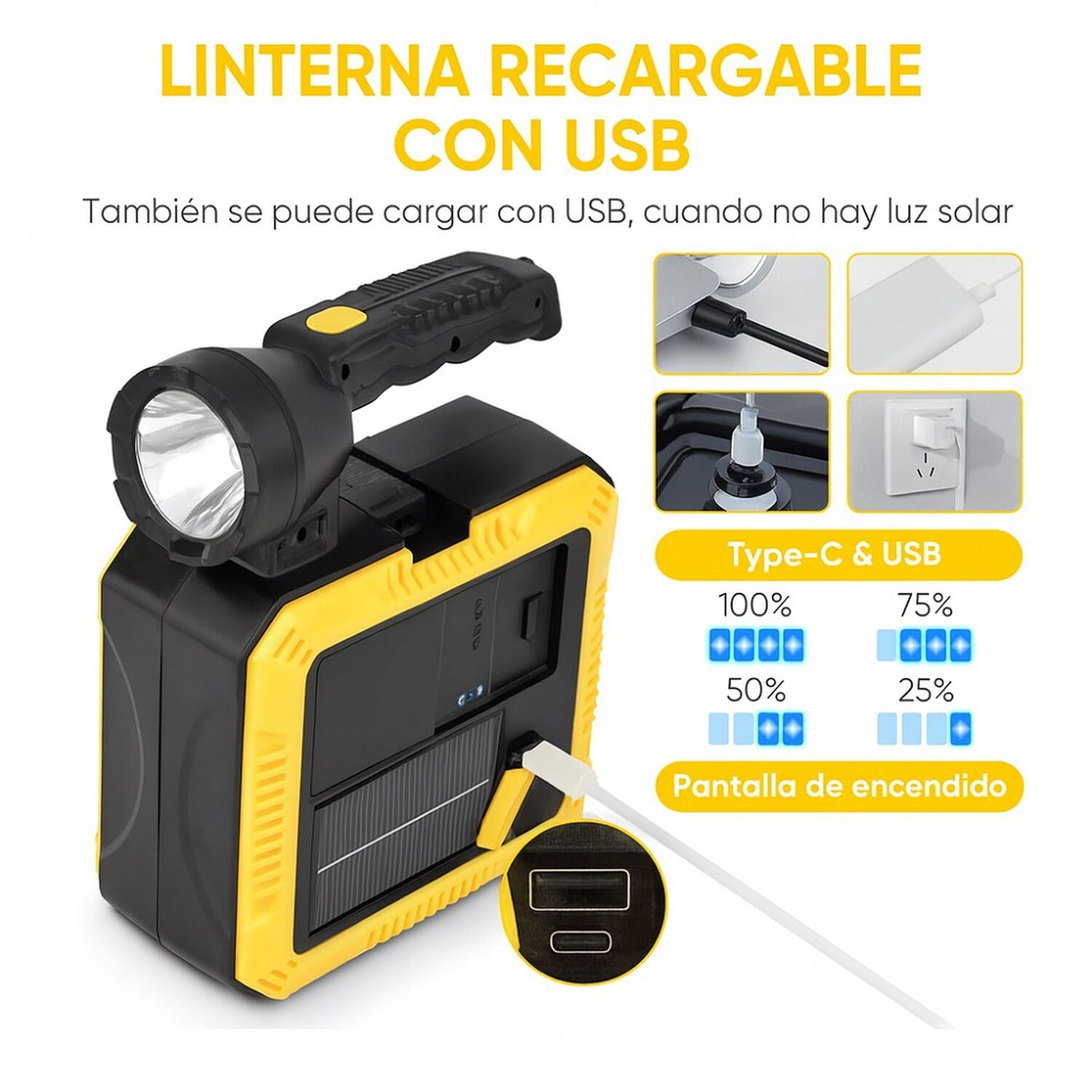 Linterna Solar Led Recargable De Camping Con Herramientas image number 6.0